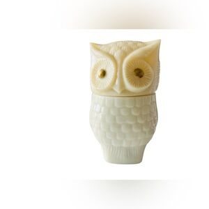Avon Owl Cream Sachet Jar, Cream Colored Milk Glass w Plastic Head (Empty)